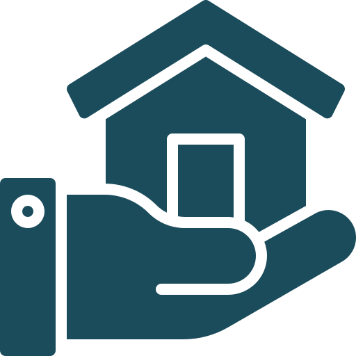 Home in palm illustration